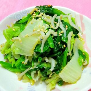 白菜と法蓮草のしらす和え♡Ca,鉄分,ビタミン補給
